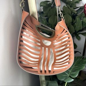 Boho Handbag with insert.  no brand. Unique. Tan and Brown